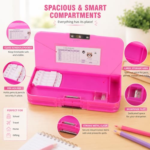 Image of WISHKEY Pencil Box for Kids, Pencil Case for Girls & Boys, Unicorn Glitter Stationery Box with Multiple Compartments, Pen & Pencil Holder, Built-in Sharpener, School Supplies Organizer Multicolor