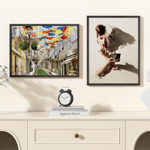 Image of 15x20 Picture Frame Oak Wood,15 inchx20 inchBlack Color Wooden Frames with Tempered Glass,20x15 inch Wall Gallery Poster Frame with No Mat,15 by 20 Frames Horizontal and Vertical for Wall Mounting