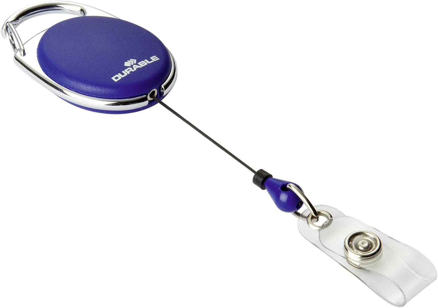 Durable Schlaufenclip Jojo Style (mit Metallclip und Druckknopfschlaufe), Ausweishalter ausziehbar, 10 Stück dunkelblau, 832407