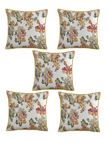 Image of Pure Cotton Quilted Cushion Cover 16x16 Inch | Anokhi Print Decorative Throw Pillow Cover | Soft Cotton Sofa Cushion Cover with Hidden Zipper | Living Room Bedroom Home Decor