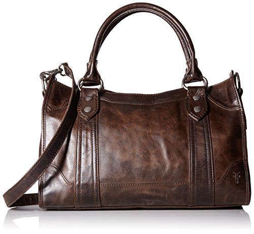 Frye Women's Melissa Zip Satchel Leather Handbag with Adjustable Shoulder Strap & Top Handle
