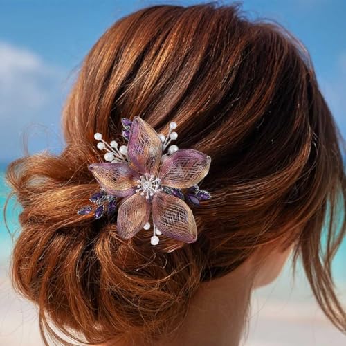 Unicra Fermagli per capelli in filo di rame e metallo intrecciati a mano, per matrimoni, serate, con strass, per donne e spose