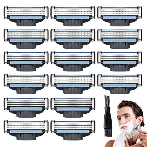16 Piezas Recambios Compatible con Gillette Mach 3,Cuchillas de Afeitar Compatible con Gillette,Cuchillas de 3 Capas,Afeitado de Precisión,Rendimiento Duradero,Adecuadas para Gillette Mach3