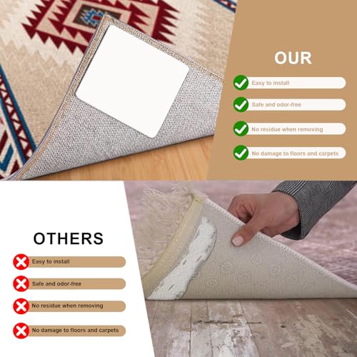 4 Stück Teppichgreifer Antirutschmatte,Teppich Greifer,für Parkettboden Fliesen Waschbarer Wiederverwendbarer Rutschmatte Teppich Anti Rutsch Anti Curling 10x10cm