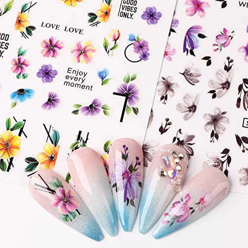10 Sheets Flower Nail Art Stickers Decals 3D Self-Adhesive Charming Tropical Plants Mandala Leaf Decals Spring Nail Stickers Nail Art Decorations For Women Girls #TOP4