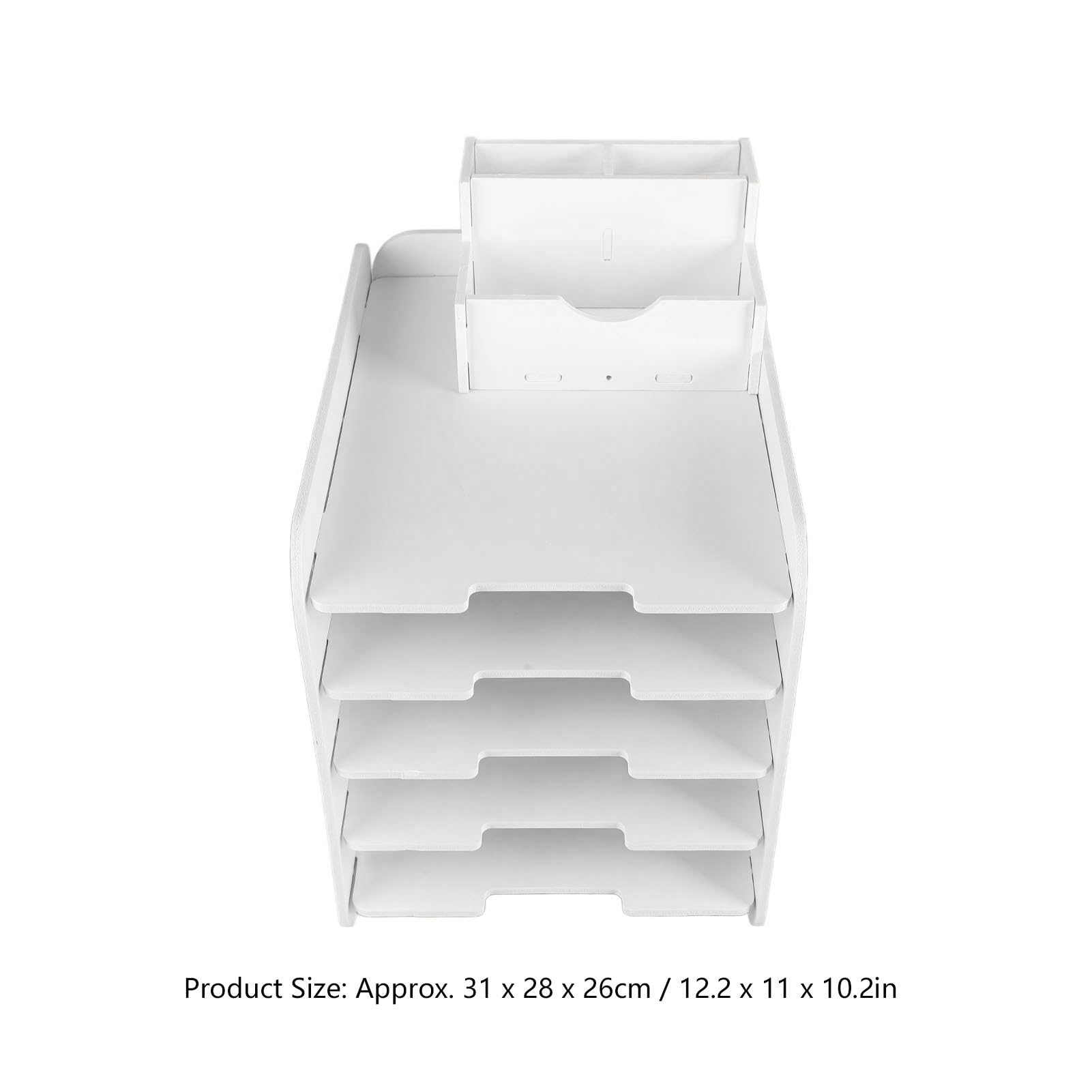 5-poziomowy organizer na biurko duży otwór 12,2 x 28 cm nowoczesny plastikowy blat papierowy organizer na dokumenty stojak do biura szkoły