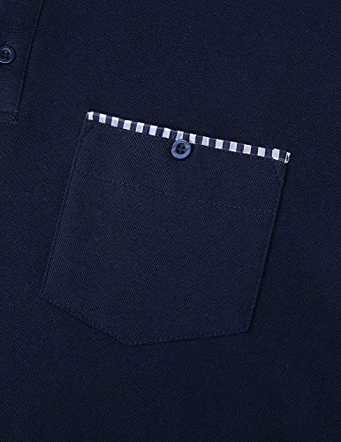 Image of GHYUGR Men's Polo Shirts Short Sleeve Slim Fit Polo Casual Plaid Splice T-Shirts
