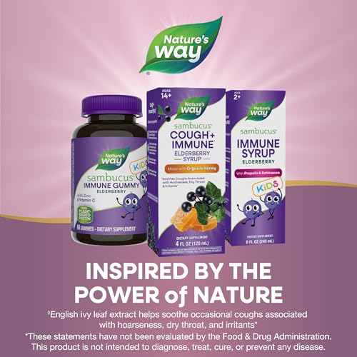 Nature's Way Sambucus Cough + Immune* Elderberry Syrup, Honey, 4 Fl Oz - image 7