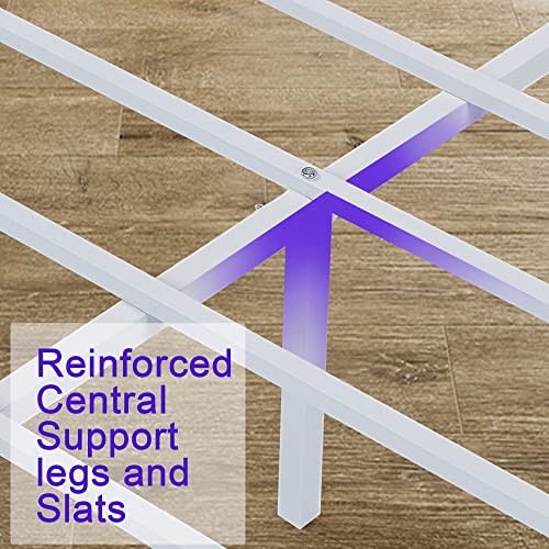 Vecelo Full Size Metal Bed Frame With Headboard And Footboard, Heavy Duty Steel Slat Support, Platform Mattress Foundation, No Box Spring Needed, Easy Assembly, White #TOP4