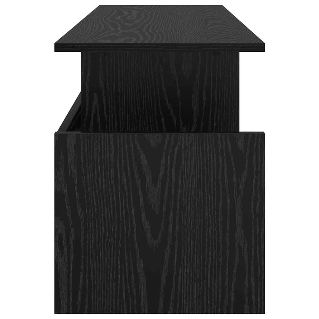Mobile TV nero effetto rovere in legno, 102 x 35 x 45 cm, con ampio spazio di archiviazione, moderno mobile multimediale per soggiorno, camera da letto, home theater, adatto per console di
