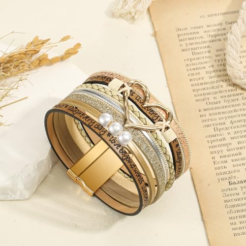 Image of Desimtion Inspirational Tree of Life Boho Leather Wrap Bangle Bracelets for Women, Teen Girl Gifts Trendy Stuff, Fashion Accessories Jewelry Gifts for Women Girls