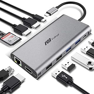 USB C Hub Laptop Docking Station - 12 in 1 Dongle with Triple