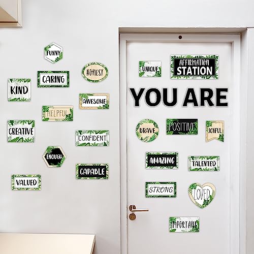 Greenery Affirmation Station Pinnwand-Ausschnitte – 16 Stück Mit Motivierenden Sprüchen & Pflanzen-Design