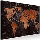 decomonkey Bilder Weltkarte 120x80 cm 1 Teilig Leinwandbilder Bild auf Leinwand Vlies Wandbild Kunstdruck Wanddeko Wand Wohnzimmer Wanddekoration Deko Landkarten Welt Schwarz