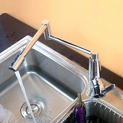 Grifo de cocina plegable para evitar salpicaduras con caño extensible de cobre y manija única 6