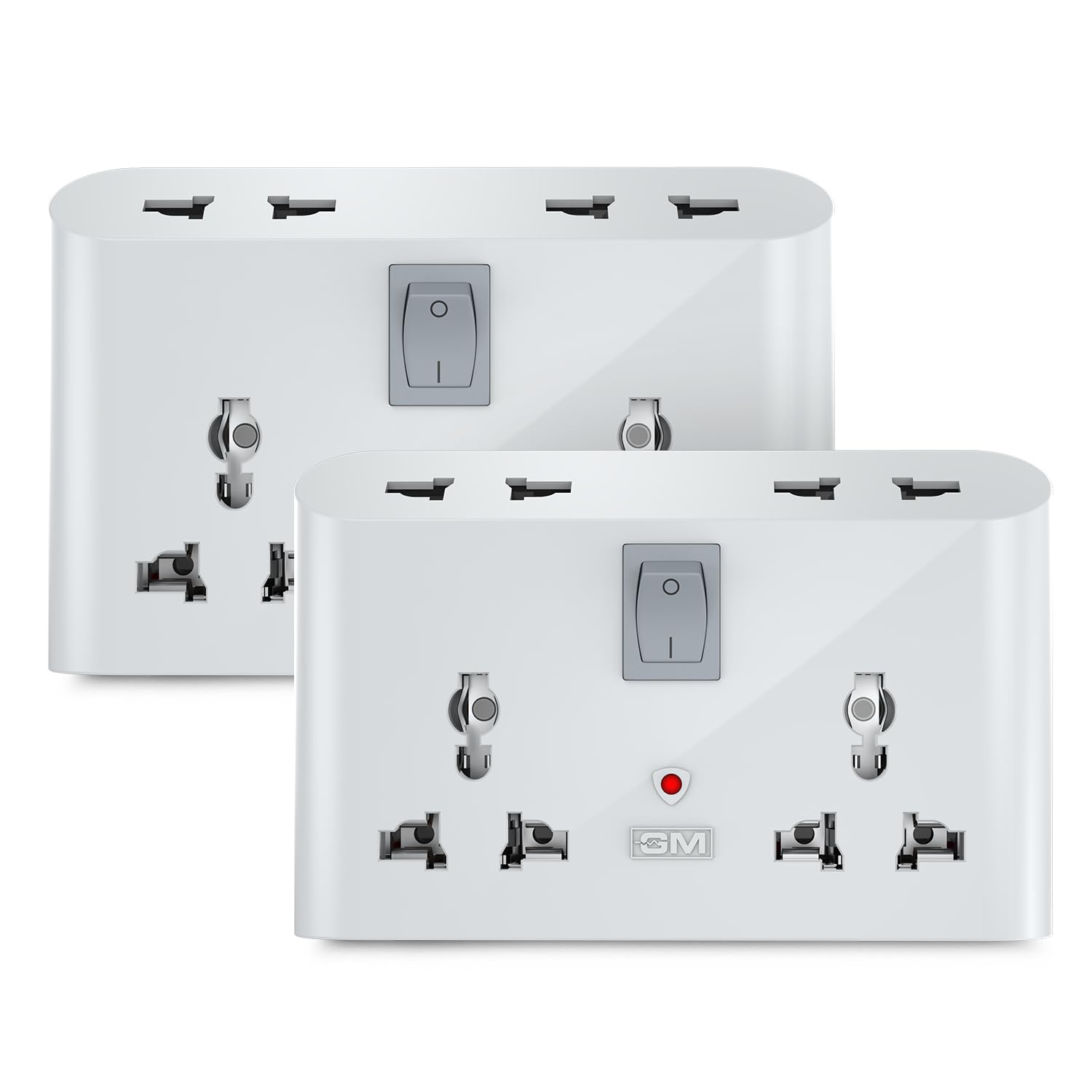 GM 3019 3 Pin Universal Multi Plug Travel Adaptor with 6 AMP for Home Applications, Computers, Laptops Pack of 2