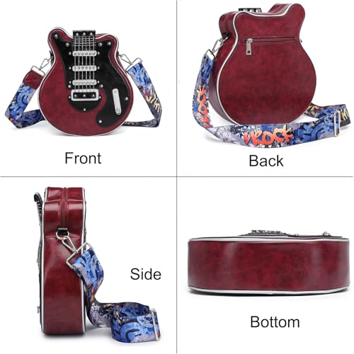 Men and Women Guitar Shaped Crossbody Shoulder Bag PU Leather Unique Novelty Guitar Purse2