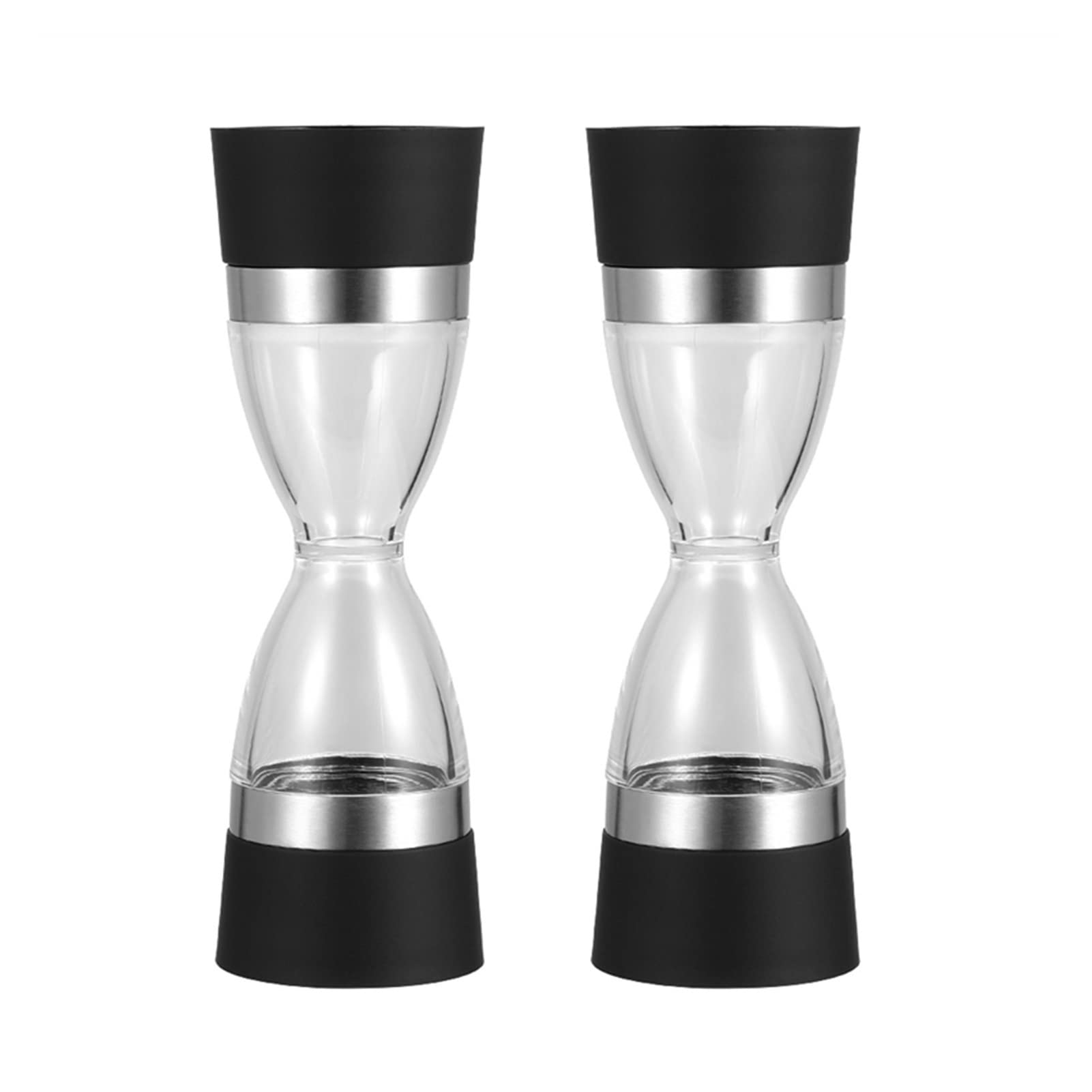 Zestaw młynka do soli i pieprzu, Sól lub instrukcja 2 w 1 kuchnia kształcie klepsydry podwójny młynek do soli i pieprzu przypraw(2pcs)