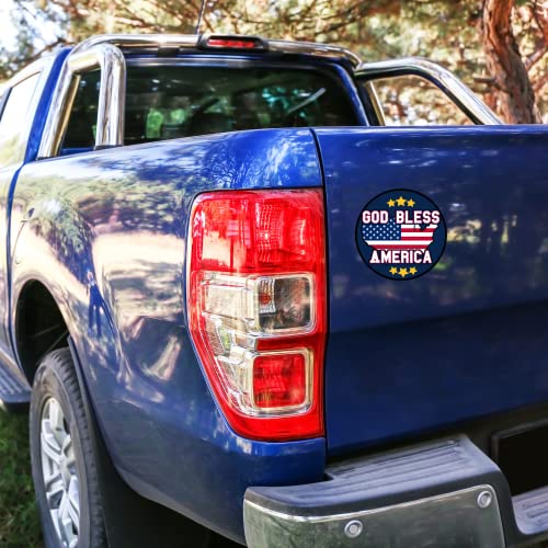 Image of God Bless America Star Magnet, USA Themed Car Decal, Accessory for Refrigerator, Mailbox, and Other Magnetic Surfaces, 5.5 Inches