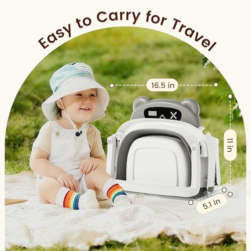 Image of Baby Bathtub,Foldable Baby Bath Tub for Newborn to Toddler (0-18 Months) - Collapsible Infant Tub for Travel with Thermometer, Soft Cushion,Grey