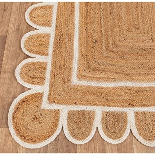 Patel Exports 4X6, 5X8, 6X9 Natural Jute Scalloped Rug, Bohemian Scallop Rug, Boho Decor Rug, Area Rug, Handwoven Jute Rug, Custom Rug, Decorative Rug (4X6 Scalloped Rug) #TOP1