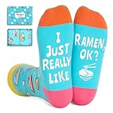 HAPPYPOP Funny Unisex Ramen Gifts - Ramen Noodle Socks Men Women Food Socks, Valentine Gifts for Teen