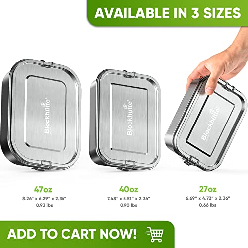 Blockhuette Stainless Steel Lunch Box For Adults I 27Oz I Bento Box With 3 Compartments, Leak-Proof Container, Metal Lunchbox For Travel & Work, Eco-Friendly Meal Storage Solution, Incl Free Sealing #TOP5