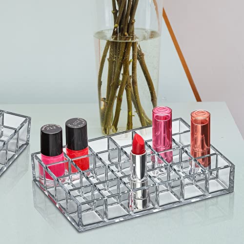 Image of Amazing Abby - Allure - 2-Pack 24-Slot Acrylic Lipstick Organizer, Lipstick Holder, Lip Gloss Holder, Cosmetic Storage Display, Perfect Storage Solution for Drawer and Vanity (Slot Size: 1.0 inch x 1.0 inch)