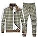 W JIANWANG Track Suits for Men Set Jogging Tracksuit Mens Sweatsuits 2 Piece Sport Plaid Jogger Sweat Suits Sports Clothes Jackets and Pants Two-piece Outfits Green JW-2601-XXL