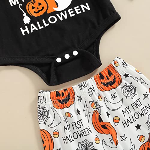 Cevoerf 2Pcs Infant Baby Boy Halloween Outfits - My First Halloween Romper Bodysuit Pumpkin Print Pants Halloween Clothes #TOP4