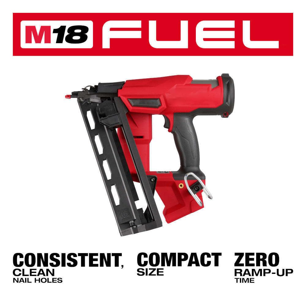 Nail Gun for Milwaukee 2841-20 M18 Fuel Ergonomic 16 Gauge Angled Finish Nailer - Bare Tool
