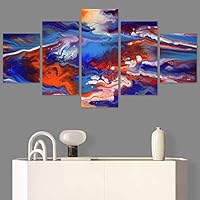 SIGNWIN 5 Panel Canvas Wall Art Modern Art 3D Abstract Abstract Brushstroke Contemporary Digital for Home Decorations Ready to Hang - 60