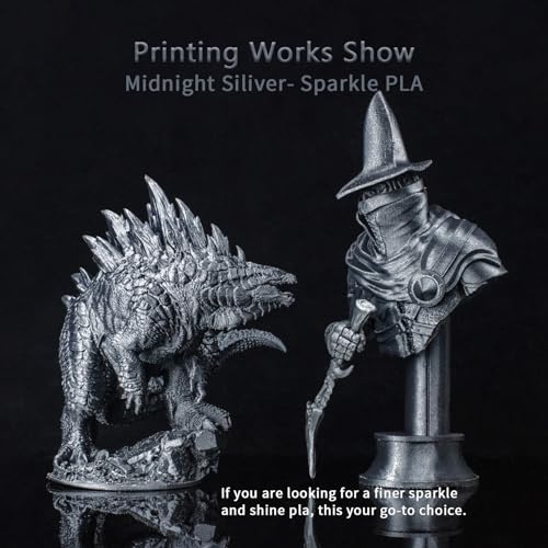 Image of ZIRO Glitter PLA Filament 1.75mm, 3D Printer Filament Subtle Sparkle PLA, Mystical Series 2.2lbs Spool, Fit Most FDM 3D Printers, Midnight Silver