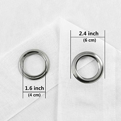 DWCN White Sheer Curtains Textured Semi Transparent Eyelet Top Decorative Voile Curtain for Living Bedroom 52" Wide x 72" Drop - Image 3