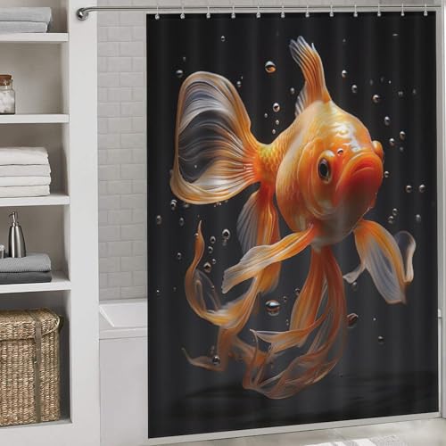 Rideau de douche poisson de qualité supérieure avec œillets renforcés et crochets - 2