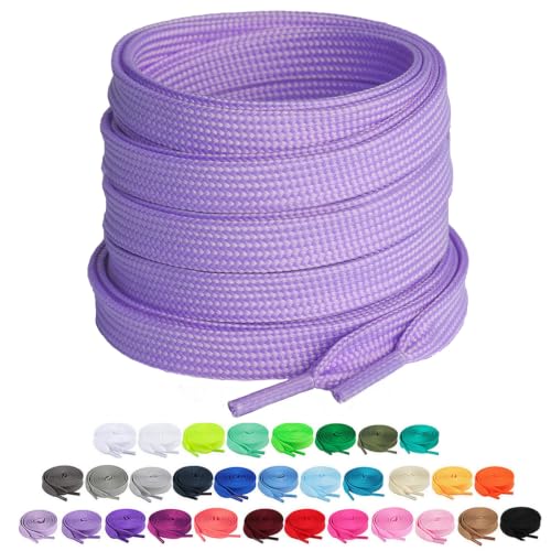 Booyckiy 2 Pairs 3/8" Flat Shoe Laces for Sneakers, Light Purple 36 in