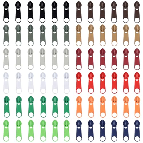 DOITEM Kit de réparation de fermeture éclair 72 pièces – 12 couleurs, 5# tirettes de fermeture éclair, kit de sauvetage pour vêtements, vestes, sacs à...