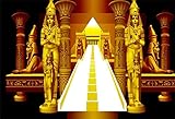 AOFOTO 8x6ft Pyramids Sphinx Backdrop Ancient Egyptian Pharaoh Decoration Golden Egypt Palace Stairway Photography Background Temple Queen of Egypt Travel Portrait Photo Studio Props