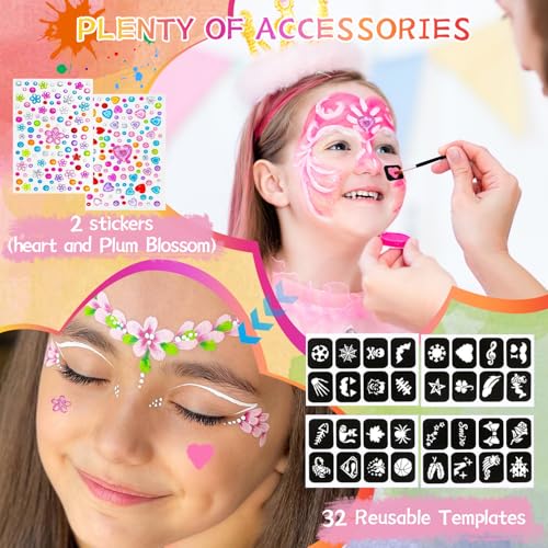 Kinderschminke Set, 42 Gesichtsfarbe Kinderschminken Set, Farben Kinderschminken Set, Schminke Kinder, Halloween Fasching Karneval Schmink Kinder, Kinderschminke Fasching, Ideal für Halloween, Theater