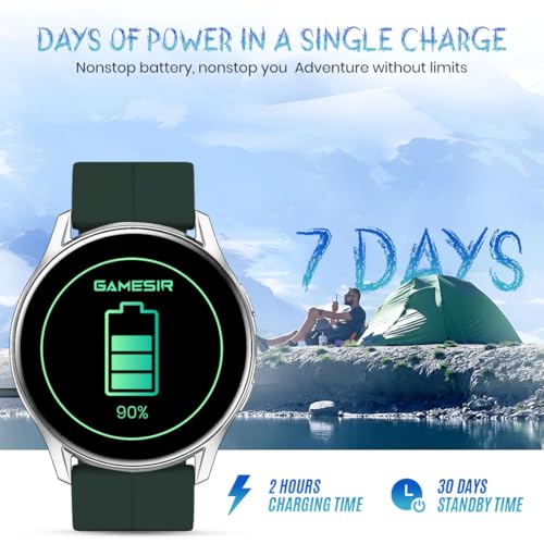 Image of GameSir Active 2 Smartwatch for Men & Women, 1.39 inch HD Round Display, Bluetooth Calling, Heart Rate & SPO₂, 100+ Sports Modes, IP67, Long Battery Life for Android & iOS (Magnetic Green)