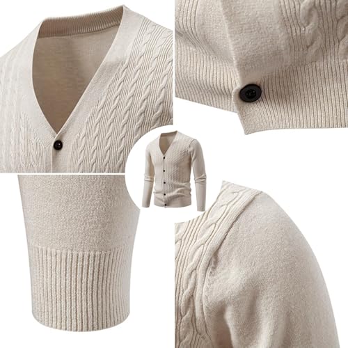 Mens Cardigan Sweaters with Buttons, Ribbed V-Neck Knitted Cardigan Lightweight Oversized Fashion Outerwear4