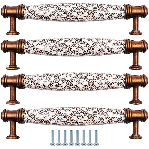 ZONADAH Set of 4 Floral Cabinet Handles Cover