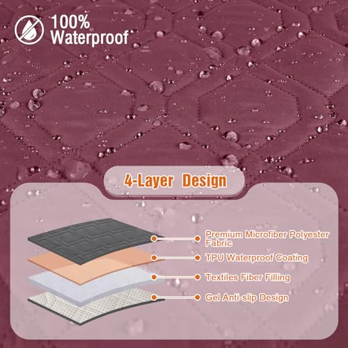 Image of VANSOFY 100% Waterproof Recliner Chair Covers, Recliner Cover Non-Slip Dog Chair Cover Furniture Protector Washable Slipcover with Pocket, Elastic Straps for Pets, Dogs(Burgundy, 30 inch)