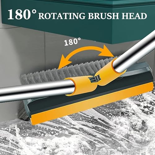 Image of Professional 3-in-1 Bathroom Floor Cleaning Brush - Multi-Purpose Bathroom & Kitchen Tile Cleaner with Built-in Squeegee and Wiper Brush-Bathroom Accessories (3-in-1 Cleaning Squeegee Brush) (Green)