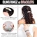 3 pc- Metallic PONY-O & BLING RINGZ Set – Bendable No Damage Hair Tie & Volumizing Ponytail Holder + 2 Bracelet/Hair Accessories (Silver Circle)