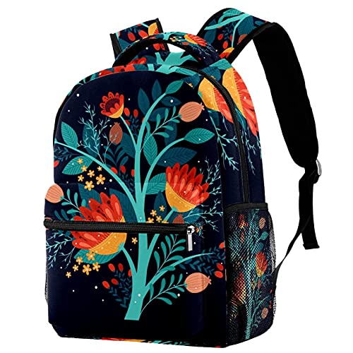 Sac à dos de voyage floral bleu foncé fini les fuites de bouteille