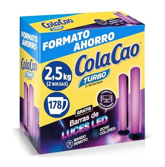 ColaCao, Turbo, Cacao Soluble Instantáneo Natural sin Aditivos - Formato Ahorro - 2,5kg (Tazas ColaCao Lover)