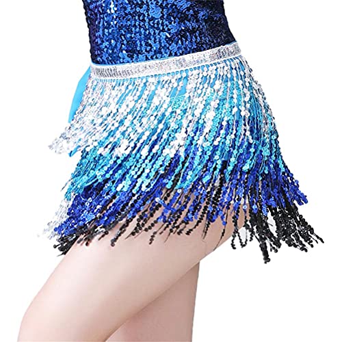 Moanyt Saia para dança do ventre boêmio, lenço de quadril com franja de lantejoulas, cinto para mulh