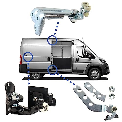 CARATTERISTICHE: ciottoli per porta scorrevole. FUNZIONI. Guida con ruote per porta laterale destra. POSIZIONE: Basso, medio, superiore della porta scorrevole destra.