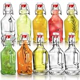 Tebery 10 Pack Swing Top Glass Bottle, 8.5 Oz Clear Beer Kombucha Brewing Bottles with Airtight Lid, Flip Top Fermentation Bottle with Handle for Kefir Oil Vinegar Vanilla Extract Carbonated Drink